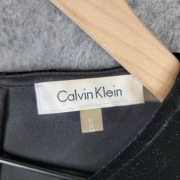 Calvin Klein Velvet 2 Pc Set Womens M Black Velvet Top Pants Stretch Outfit - Picture 8 of 16